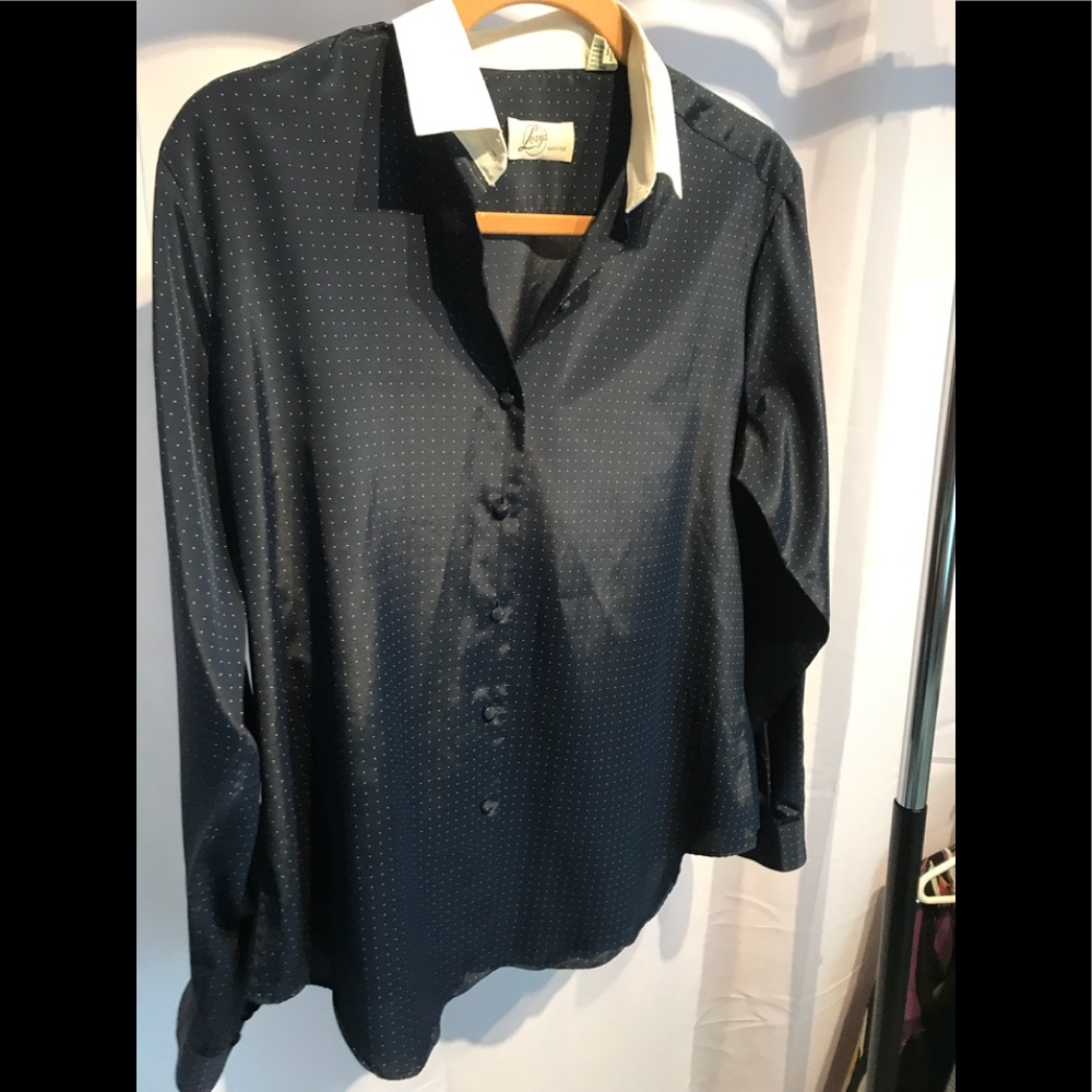 Vintage Collared Navy Silky Levy’s Top Size 16